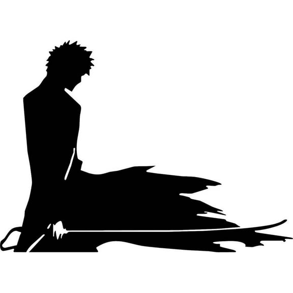 Bleach Ichigo Kurosaki Silhouette Decal Sticker | 7.5-Inches By 5.4-Inches | Black Vinyl