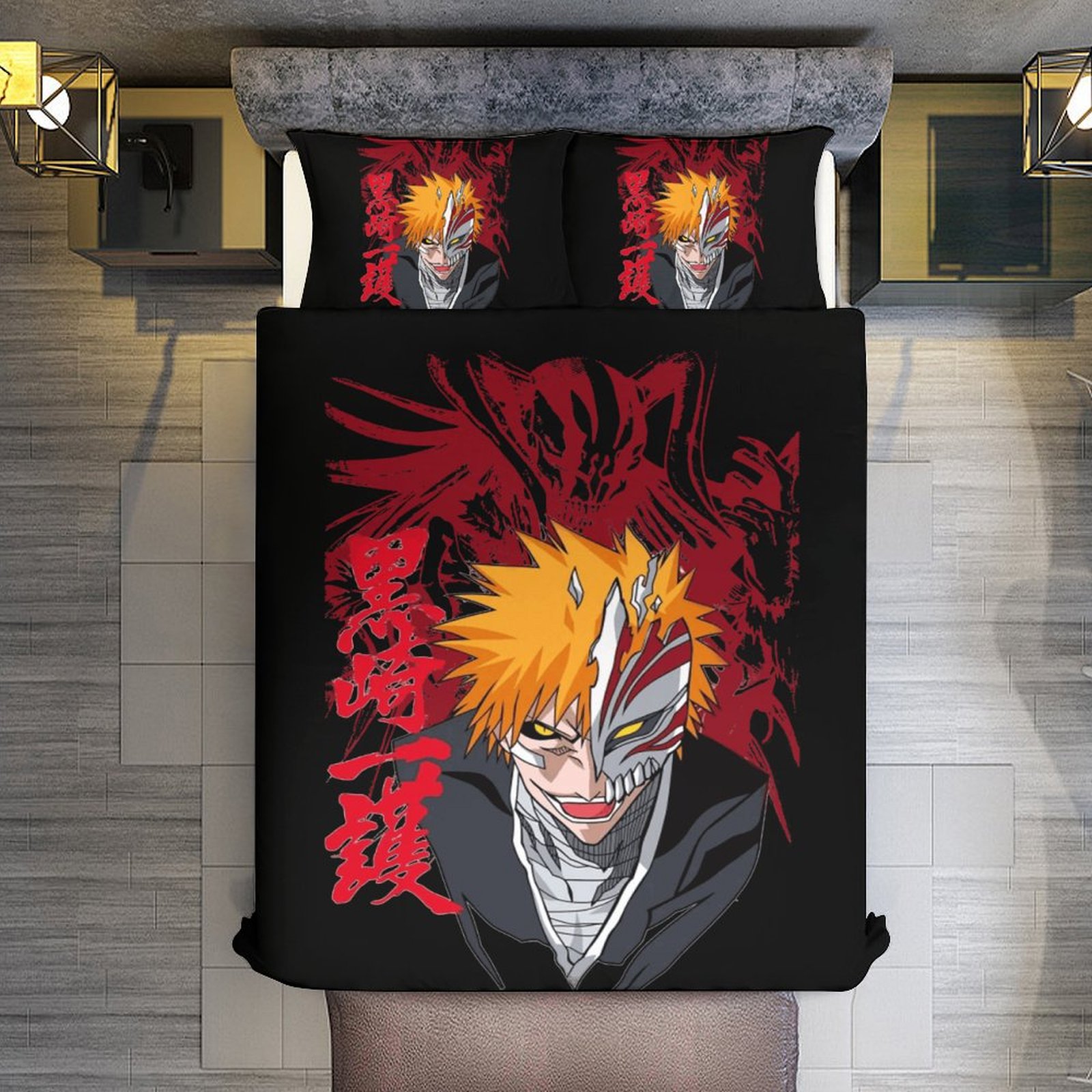 Ichigo Kurosaki from Bleach Quilt Bed Set with Sword and Battle Ready Pose Design TS04