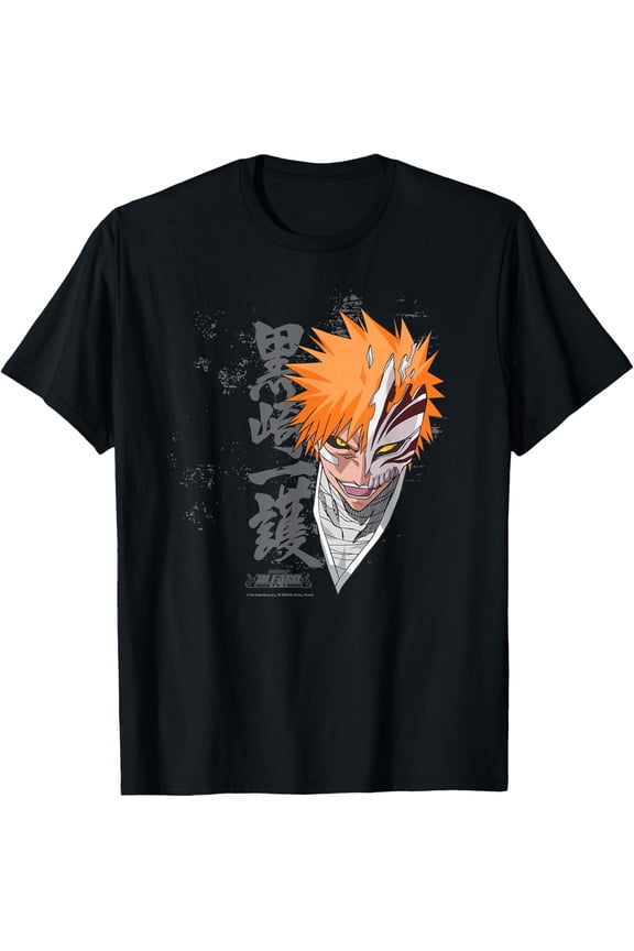 Bleach Ichigo Transform Splatter Pattern Anime T-Shirt Cotton Short Sleeve Crew Neck Soft Classic T-shirt