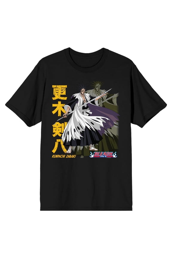 Bleach Kenpachi Kanjo Logo Men's Black T-shirt-XXL