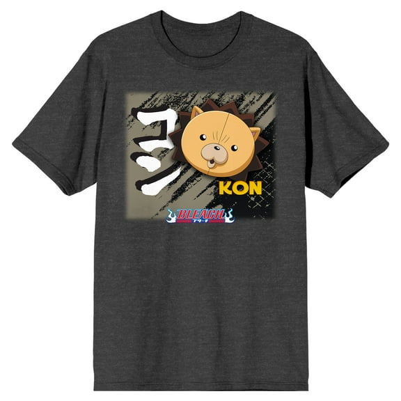Bleach Kon Head And Kanji Logo Men's Charcoal Heather T-shirt-3XL
