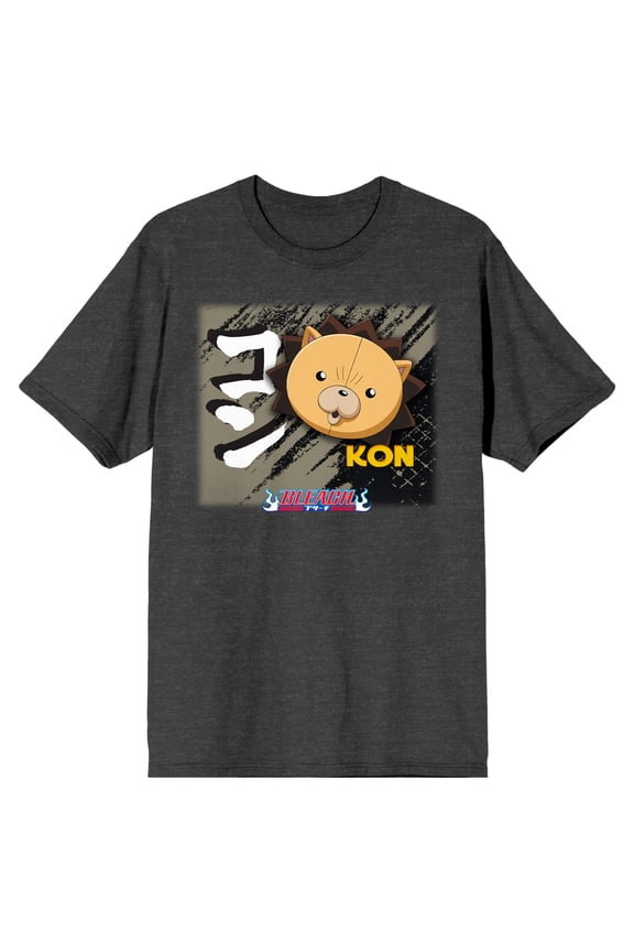 Bleach Kon Head And Kanji Logo Men's Charcoal Heather T-shirt-XXL