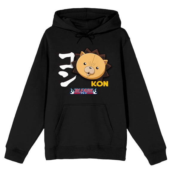 Bleach Kon Head with Kanji Name Adult Black Hoodie-Small