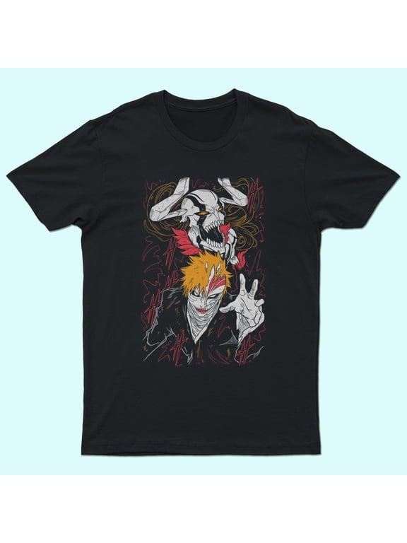 Bleach Kurosaki Ichigo T-Shirt Anime Graphic Tee Unisex Black Cotton S-5XL