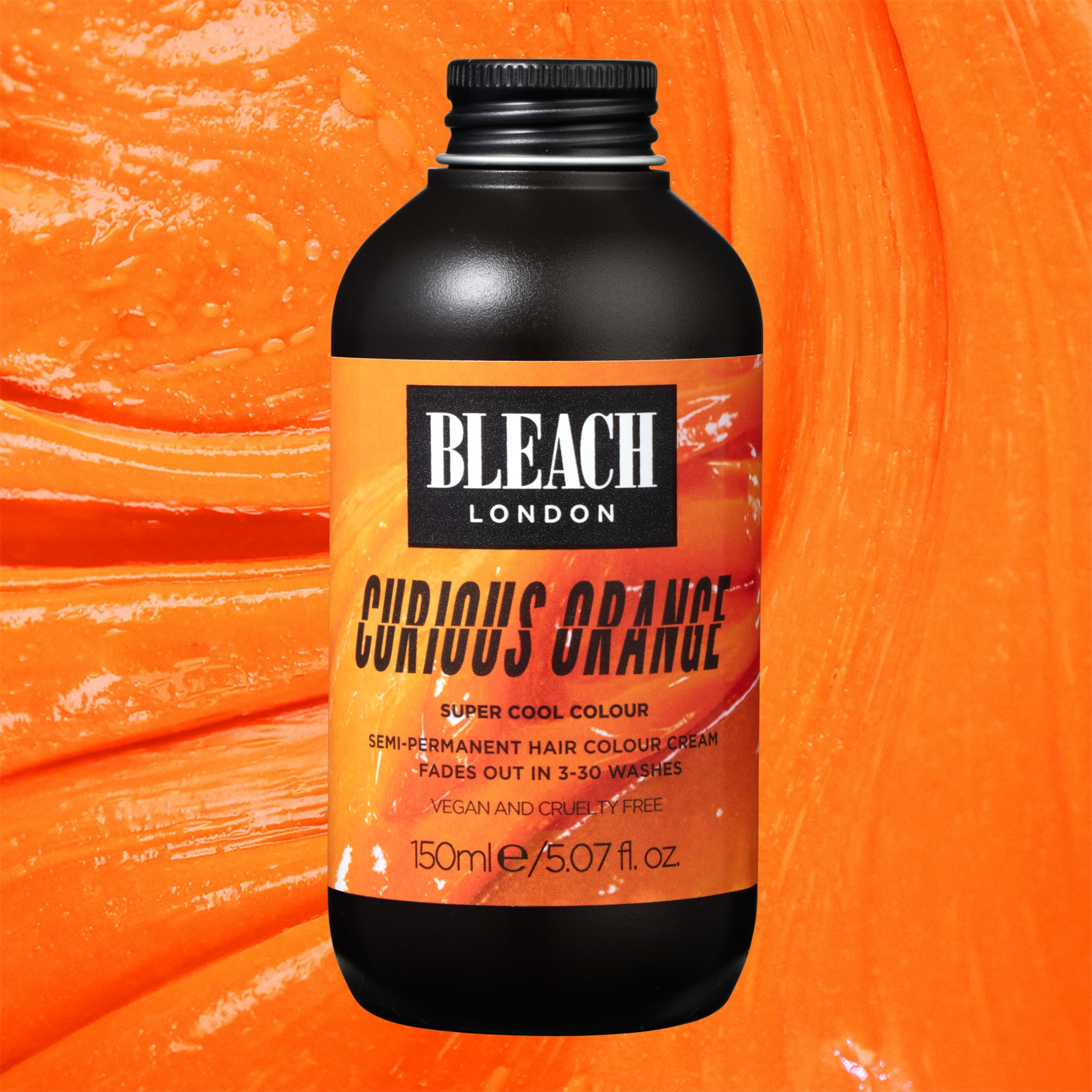 Bleach London Super Cool Color Semi-Permanent Hair Color Cream, Curious Orange, 5.07 oz