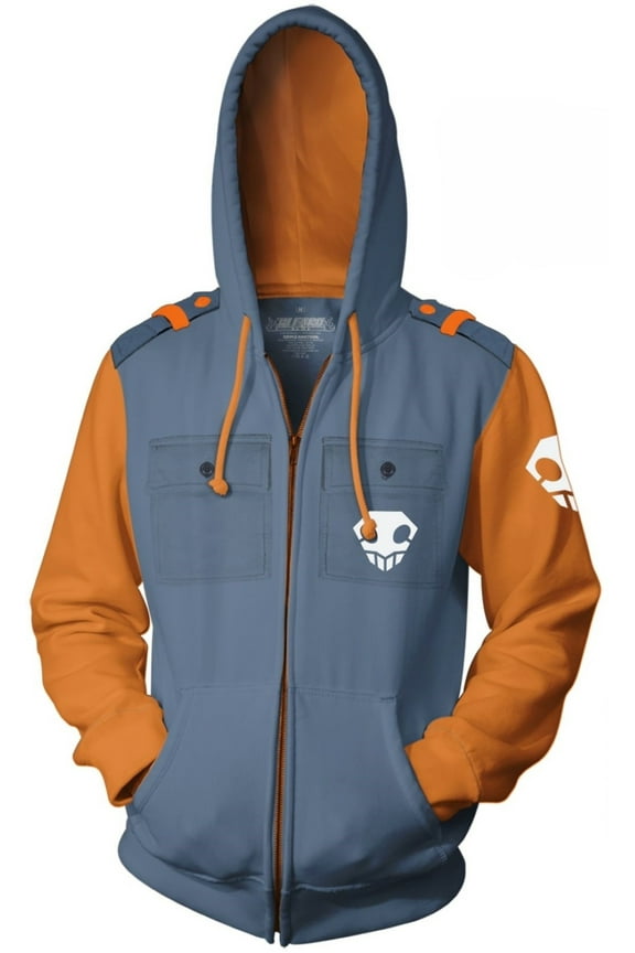 Bleach Men's Full Zip Hooded Sweatshirt w/Chest Pockets Shoulder Epaulettes Officially Licensed Sizes XS-3XL