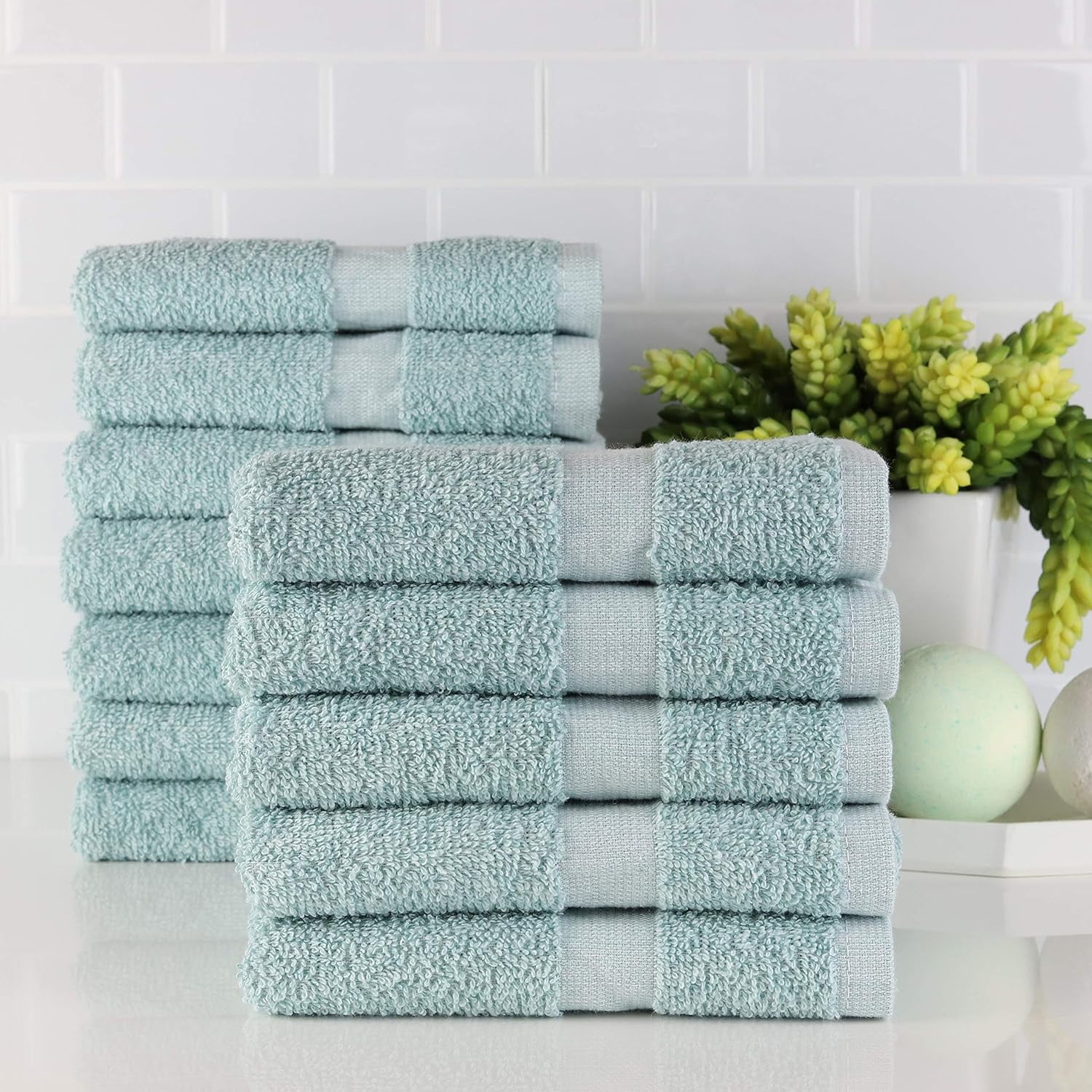Bleach Safe, Alternative, 12Piece Utility Hand Towel SetSeafoam