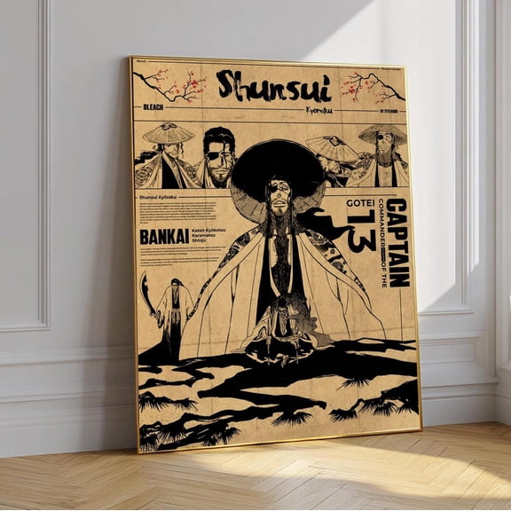 Bleach Shunsui Kyoraku Poster, Anime Wall Art Captain 8 Division, Bleach Manga Poster Print, Shunsui Anime Decor Unframed Size 24''x36'' GooGate