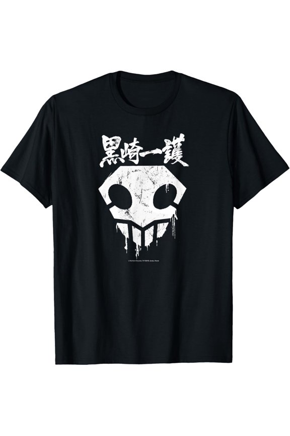 Bleach Skull with Graffiti Paint Drips and Splatter Anime T-Shirt Cotton Short Sleeve Crew Neck Soft Classic T-shirt