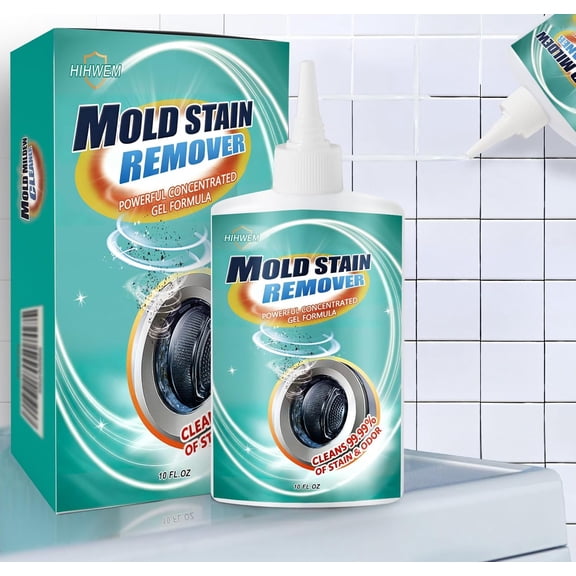 Bleach Stain Remover Gel, Heavy-Duty Tile Grout Cleaner - Bleach Washer Cleaner for Stain Removal in Bathroom, Kitchen, Washing Machine Seals & More | 10 Oz Multipurpose Household Cleaner