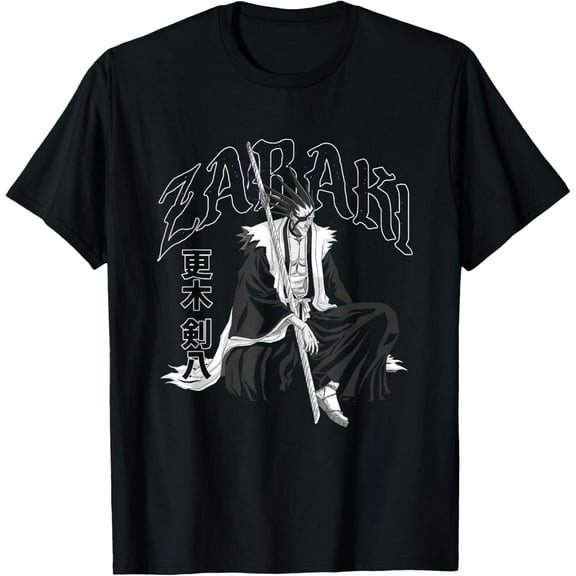 Bleach Zabaki Gothic Print Anime T-Shirt Cotton Short Sleeve Crew Neck Soft Classic T-shirt