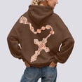 thumbnail image 1 of Bleached Hoodie for Women Graphic Cross Print Long Sleeve Pullover, Y2K Oversized Hoodies 2026 Outfits, Soft Fleece Lined Casual Sweatshirt with Kangaroo Pocket(Coffee,S), 1 of 5