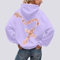 thumbnail image 1 of Bleached Hoodie for Women Graphic Cross Print Long Sleeve Pullover, Y2K Oversized Hoodies 2026 Outfits, Soft Fleece Lined Casual Sweatshirt with Kangaroo Pocket(Light Purple,L), 1 of 5