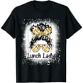 thumbnail image 1 of Bleached Lunch Lady Messy Hair Woman Bun Lunch Lady Life T-Shirt, 1 of 4