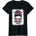 thumbnail image 1 of Bleached Messy Bun Support Squad Breast Cancer Awareness T-Shirt, 1 of 3