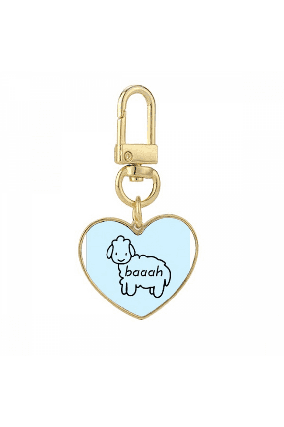 Bleating Lovely Sheep Goat Gold Heart Keychain Metal Keyring Holder