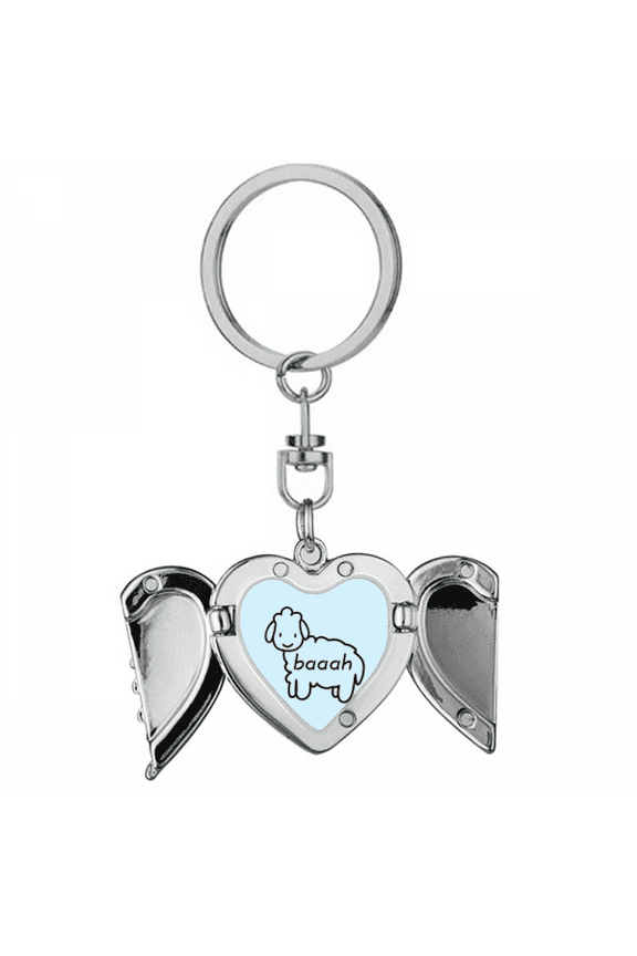 Bleating Lovely Sheep Goat Heart Angel Wing Key Chain Holder
