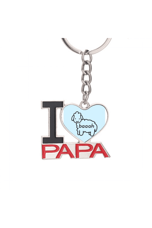 Bleating Lovely Sheep Goat Keychain Metal Keyring Holder Love PAPA Father