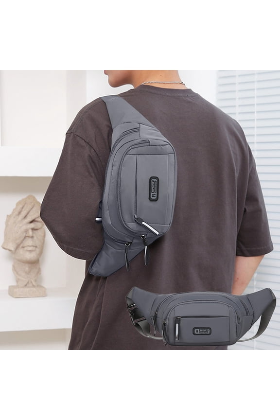Waist Bag Men Put Mobile Phone Multifunctional Work With Belt Bag Wear Able Water Proof Crossbody Bag Gray Decorative