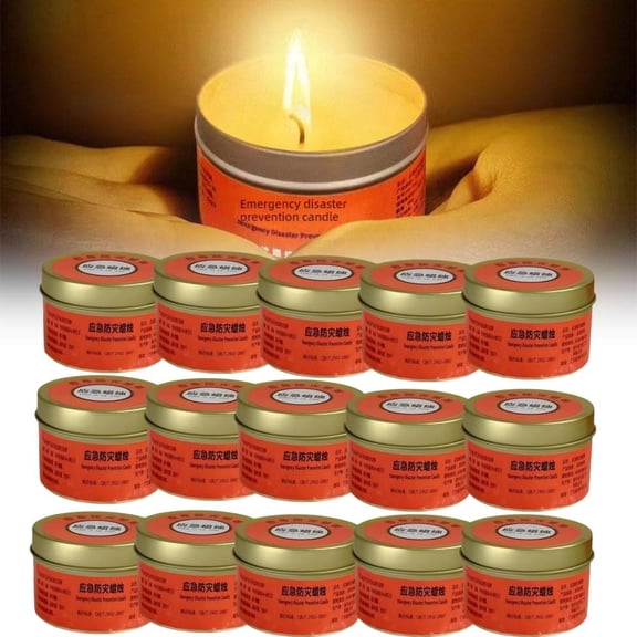 Blecry Emergency Candles 15-Pack 15 Hour Each, Long Burning Disaster Candles for Home, Camping, Power Outage, Odorless, Windproof Tin