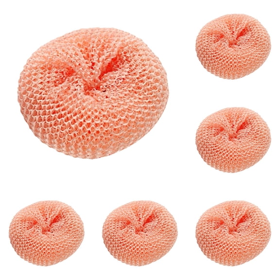Blecry Fiber Dish Scrubbers for Dishes, Dishwasher Compatible Pot Round Scrubber, Strong Detergency Fibre Material Scouring Dish for Kitchen Clean, 5 Count Pink