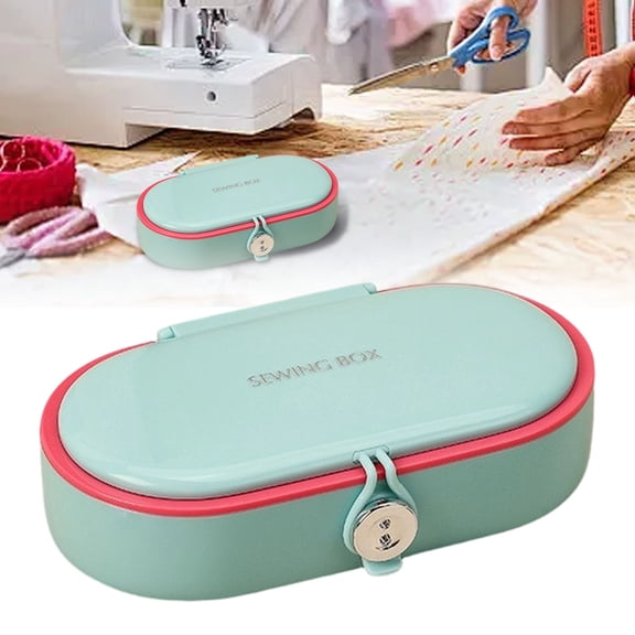 Blecry Multifunctional Sewing Box Blue,Multifunctional Home Sewing Box Thimble Hand Sewing Kit Button Storage Box Cost Effective Portable Set Sewing Bag