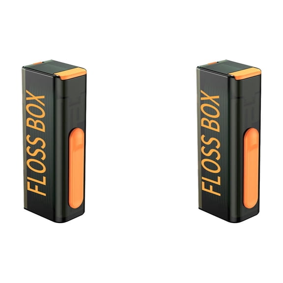 Blecry Portable Floss Dispenser, Automatic Pop-Up Floss Pick Holder for Travel, with 10 Floss Picks, 2 Pack, Black