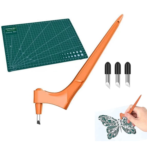 Blecry Randomly Colored 360-Degree Rotating Paper Cutter (Green),Craft Cutting tools Pen 360 Rotating Cutting Stainless Steel Craft Handheld Paper Cutting tool with 3 Cutter Heads for Craft