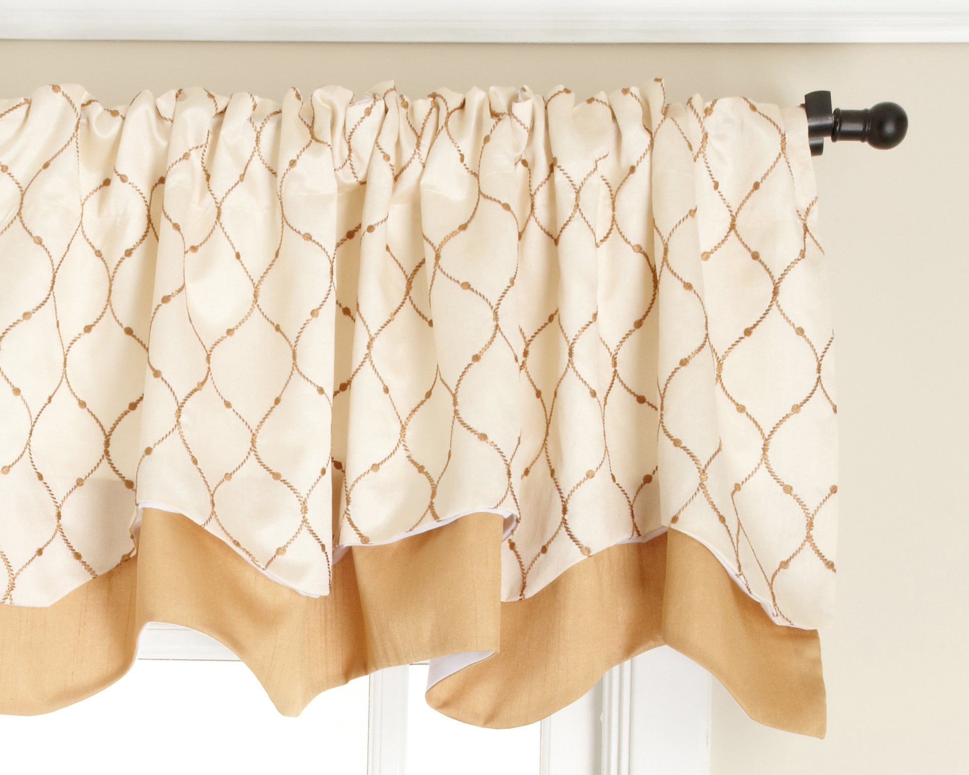 Bleecker Embroidered Layered Curtain Valance with Lining