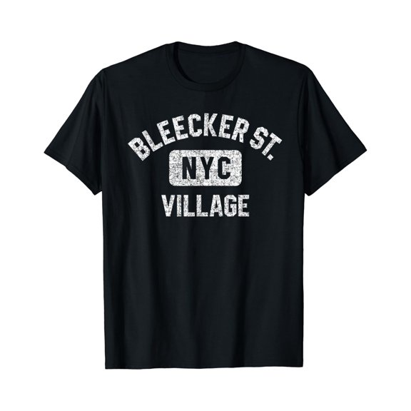 Bleecker Street Village Nyc Gym Style Distressed White Print T-Shirt Size S-5XL