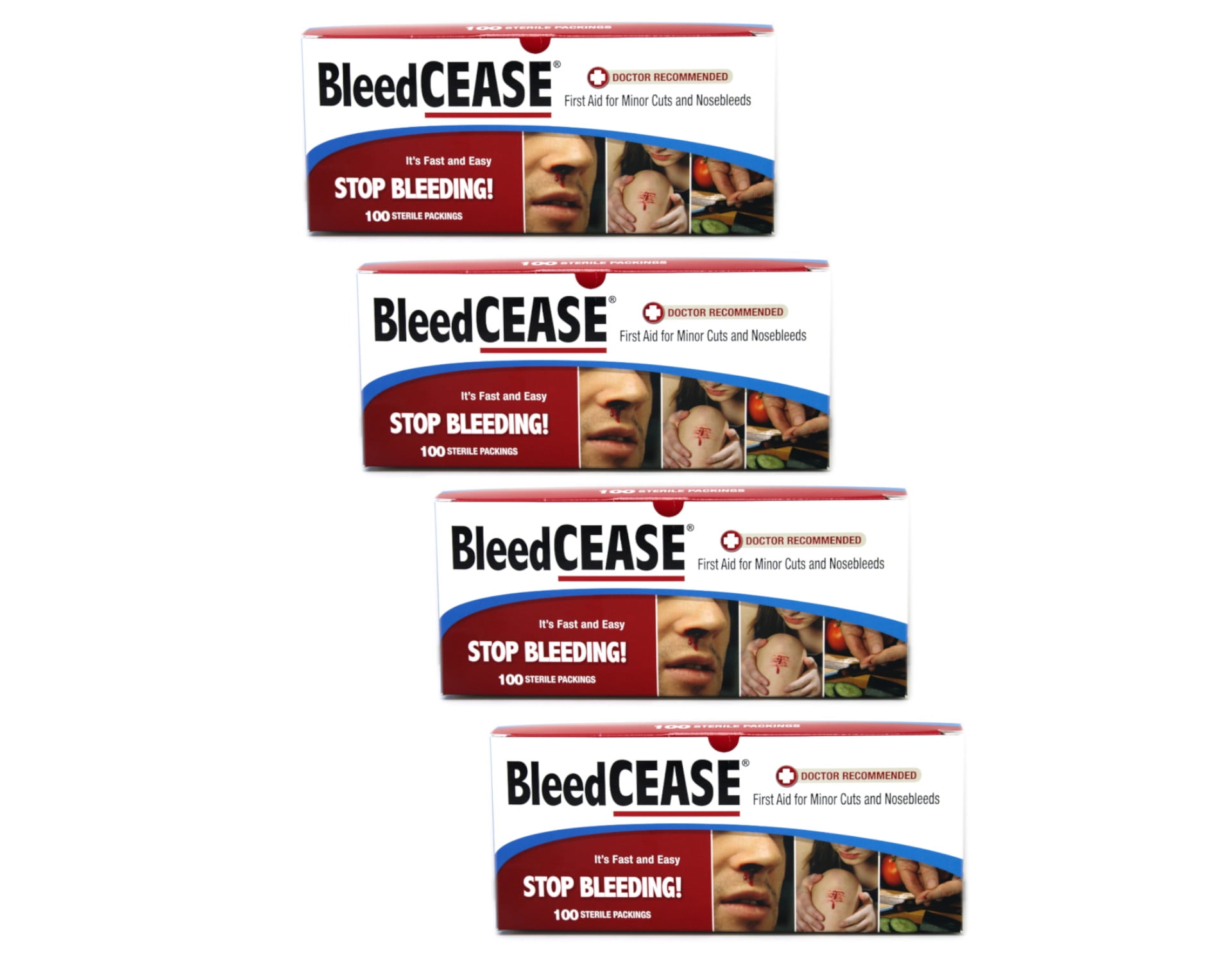 BleedCEASE First Aid For Minor Cuts & Nosebleeds, 100 Sterile Packings