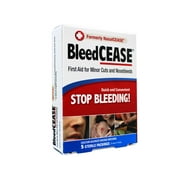 BleedCease Stop Bleeding First Aid for Cuts & Nosebleeds, 5 Sterile Packs Each