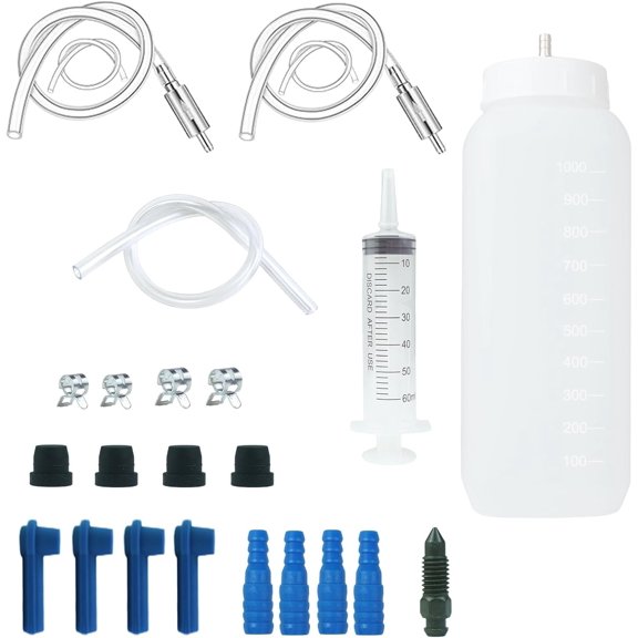 Bleeder Kit Includes 1L  Bleeder Bottle, 2 count Way Check Valve Tube Bleeding, 60ml , 19.69Inch Hose, Tool Kit for Hydraulic  System Bleeding   and Motorbikes