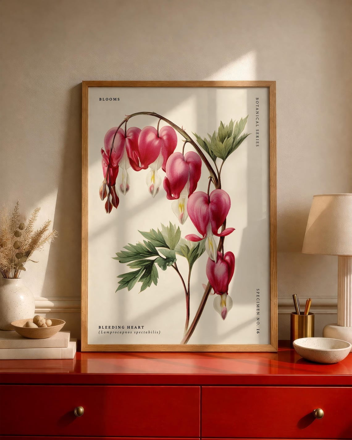Bleeding Heart Flower Poster, Botanical Illustration, Vintage Floral ...