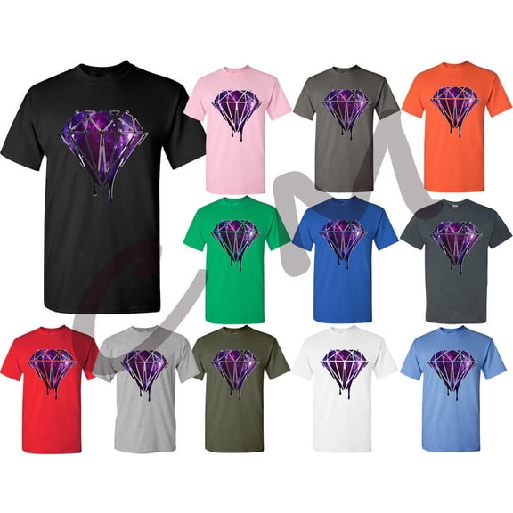 Bleeding Melting Galaxy Diamond T-shirt Men Party Outfit Tee Color Sport Gray 2X-Large