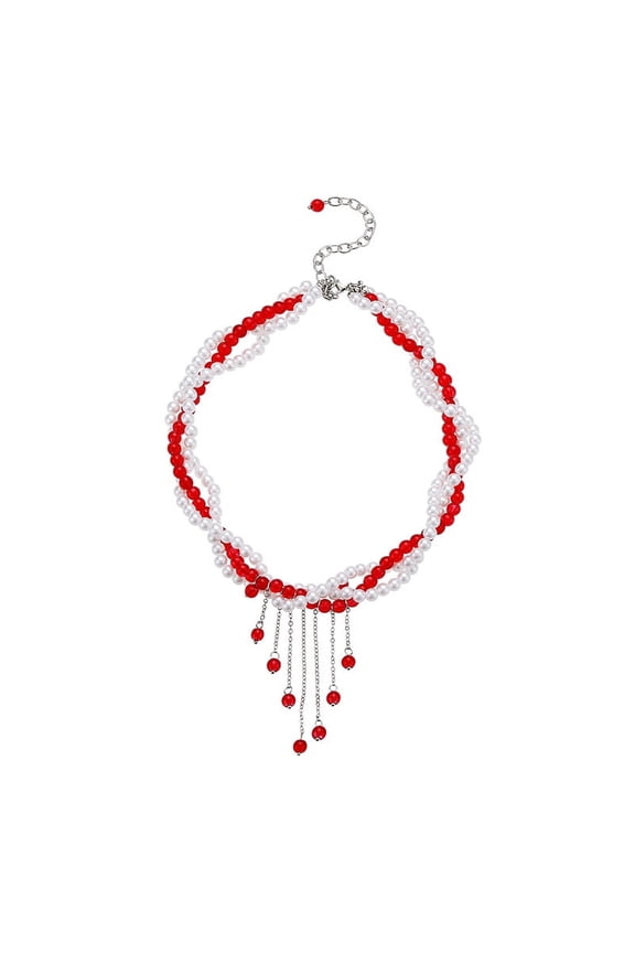 Bleeding Pearl Necklace for Women - Dripping Blood Vampire Choker Necklace - Spooky Pearl Necklace for Halloween Party Jewelry