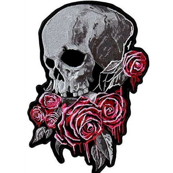 Bleeding Roses, High Thread Embroidered Iron-on / Saw-on Rayon Patch - 3" x 4"