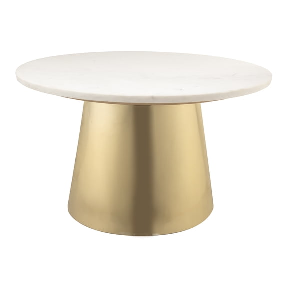 Bleeker Round Gold Base and Stone Top Marble Cocktail Table by TOV Furniture