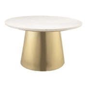 Bleeker Round Gold Base and Stone Top Marble Cocktail Table by TOV Furniture