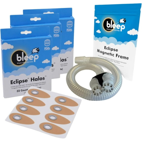 Bleep | Eclipse Magnetic Frame & 96 Halos - 48-Day Supply - MagSeal Ports for Eclipse Frame | Cpap Nose Mask - BPA, Corn, & Head Gear-Free | Cpap Store - USA
