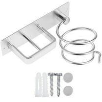 Bleiou Hair Dryer Holder Hairdryer Station Wall Mounted Spiral Shelf Bracket Stand Hanger Straightener Organizer Blow Storage with Holes Rack For Bathroom Aluminum Professional,Silver