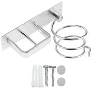 Bleiou Hair Dryer Holder Hairdryer Station Wall Mounted Spiral Shelf Bracket Stand Hanger Straightener Organizer Blow Storage with Holes Rack For Bathroom Aluminum Professional,Silver
