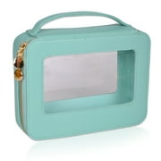 Bleiou Travel Clear Makeup Bag Organizer Toiletry Cosmetic Bag Portable Transparent Makeup Case Large Storage,Green