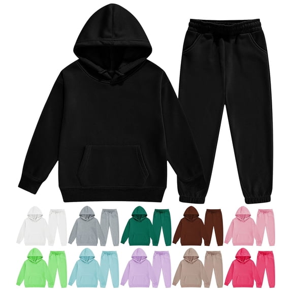 Blekii Boys Fleece Sweatshirt Sweatpants Set, Boys Fleece Sweatshirt & Sweatpants Set, Warm Two Piece for Middle Large Kids, Casual Sporty Outfit for Fall Winter Two Piece Sporty Outfit Kids Fall