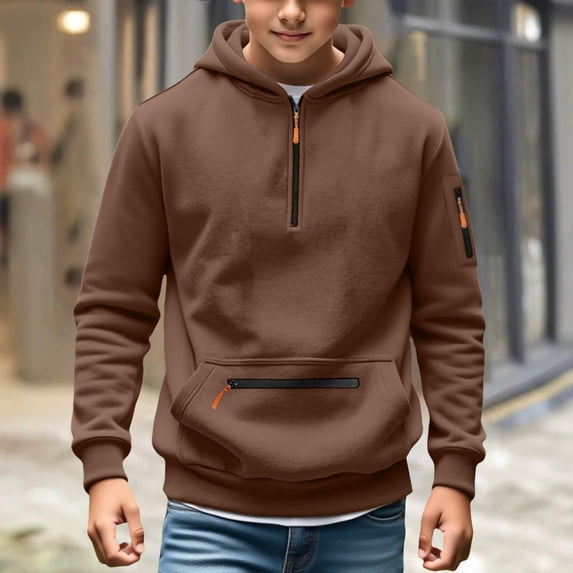 Blekii Boys Solid Color Hoodie Winter, Boys Solid Color Pullover Hoodie, Long Sleeve Sweatshirt for Kids Toddler, Casual Outerwear for Fall Winter Play School Kids Long Sleeve Casual Top School