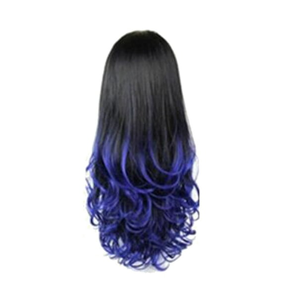 Blekii European & American Gradient Color Wigs - Female Full Headgear, High-Temperature Fiber, Long Curly Half Head Hairpiece