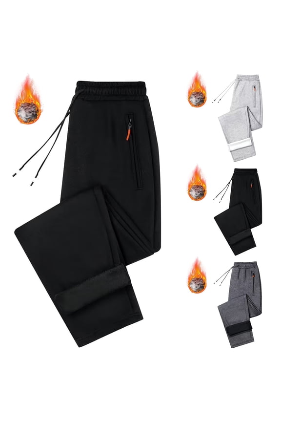 Fleece Lined Joggers Men Cuffed Thick Warm Sweatpants for Running Or Gym, Loose Straight Leg Comfort Fit, Casual Athletic Bottoms for Fall/Winter, Cozy Pants for Home,
