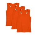 thumbnail image 1 of Blekii Girls Racerback Tank Tops, 3 Pack Sleeveless Camisoles, Soft Stretchy Dance Shirts, Orange, 140, 1 of 8