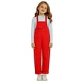 thumbnail image 1 of Blekii Girls Sleeveless Jumpsuit, Loose Fit Casual Overalls, Adjustable Strap School Romper, Red, 120, 1 of 6