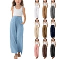 thumbnail image 1 of Blekii Kids Elastic Waist Straight Leg Pants, Kids Elastic Waist Straight Leg Pants, Solid Color Casual Trousers Loose Fit, Everyday Wear for Children Solid Color Casual Trousers Loose Fit Everyday, 1 of 6